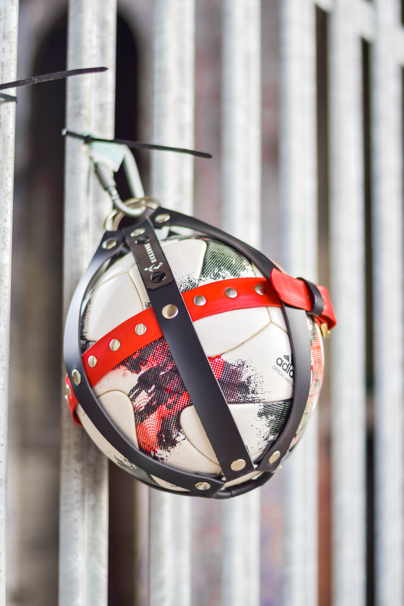 Black And Red Leather Football Holder Football Holder